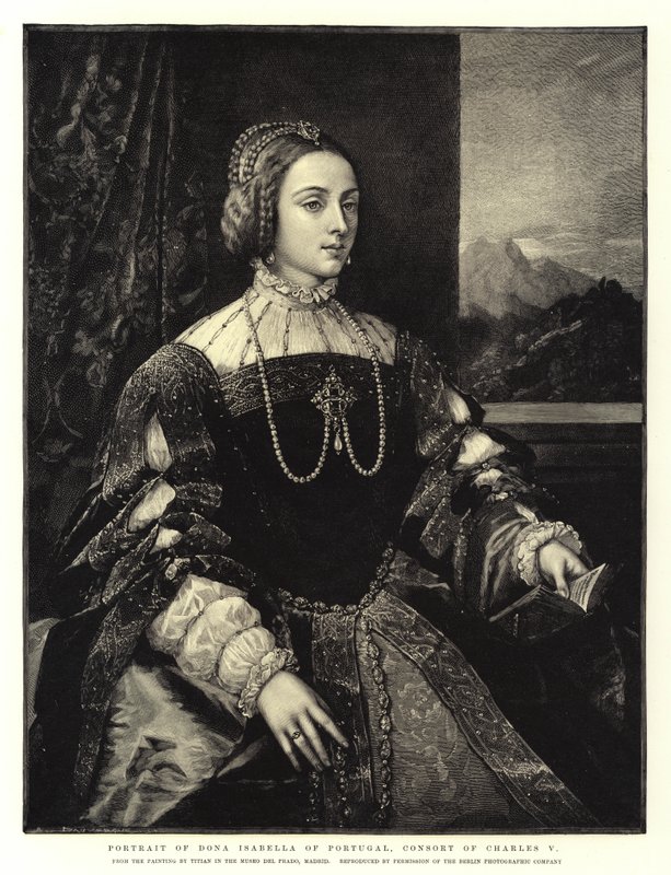 Portrett av Dona Isabella av Portugal, konsort av Charles V av Tiziano Vecelli