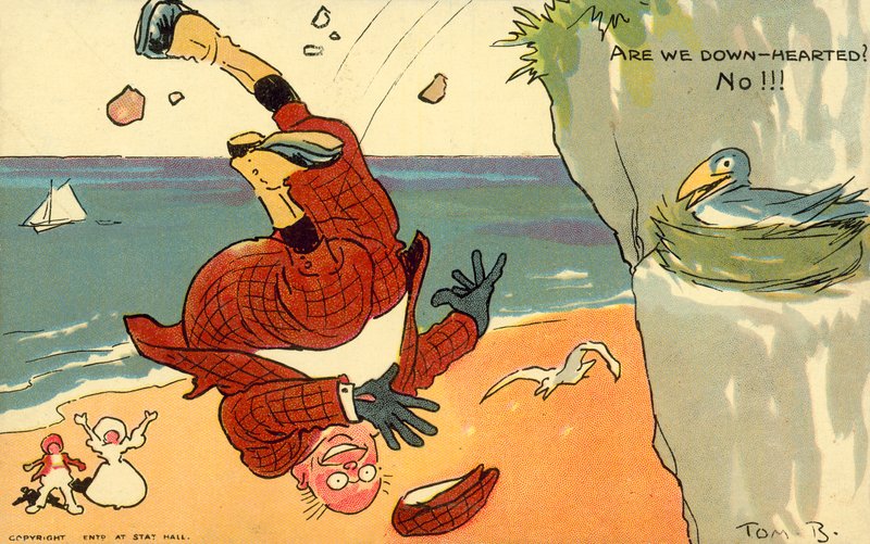 Er vi nedstemte? Nei!!! (chromolitho) av Tom Browne