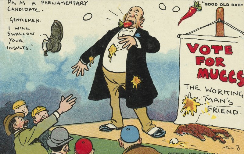 Folkemengde som hekler en stortingskandidat av Tom Browne