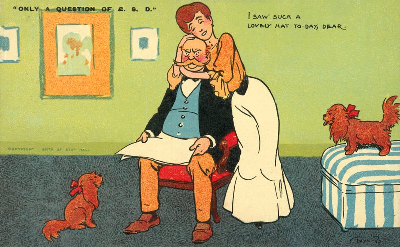 Jeg så en så nydelig hatt i dag, kjære (farge litho) av Tom Browne