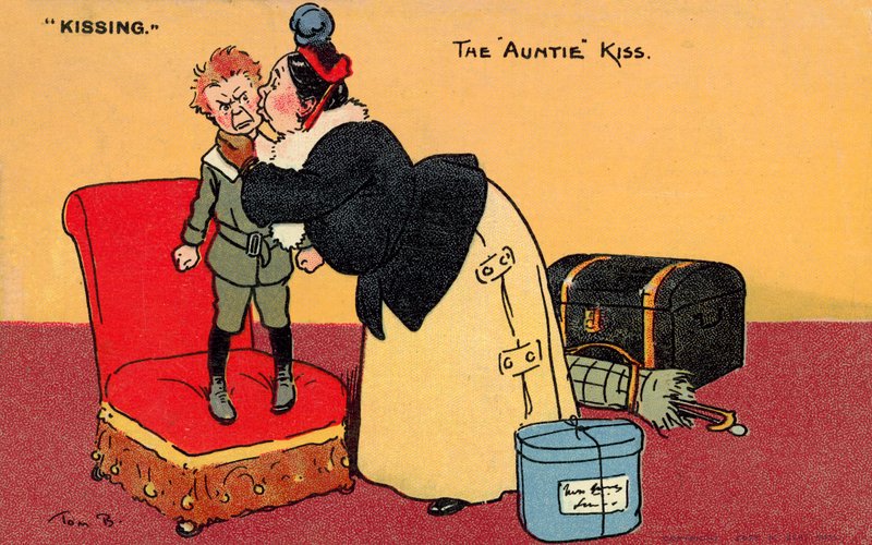 Tantekysset (farge litho) av Tom Browne