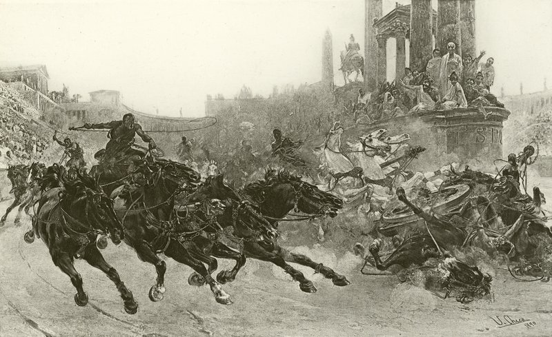 Roma under Trajan - Et stridsvognløp (gravyr) av Ulpiano Checa y Sanz