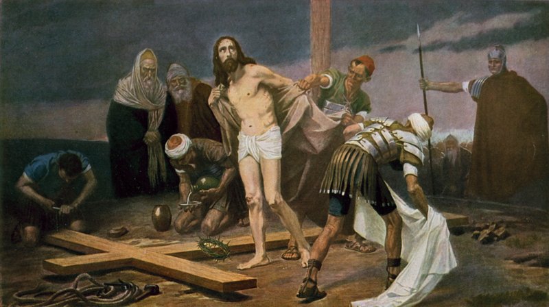 Jesus blir tatt av klærne før han ble korsfestet av Unbekannt Unbekannt
