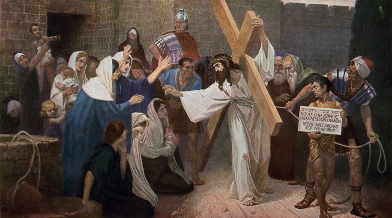 Jesus møter kvinnene i Jerusalem på vei til sin korsfestelse av Unbekannt Unbekannt