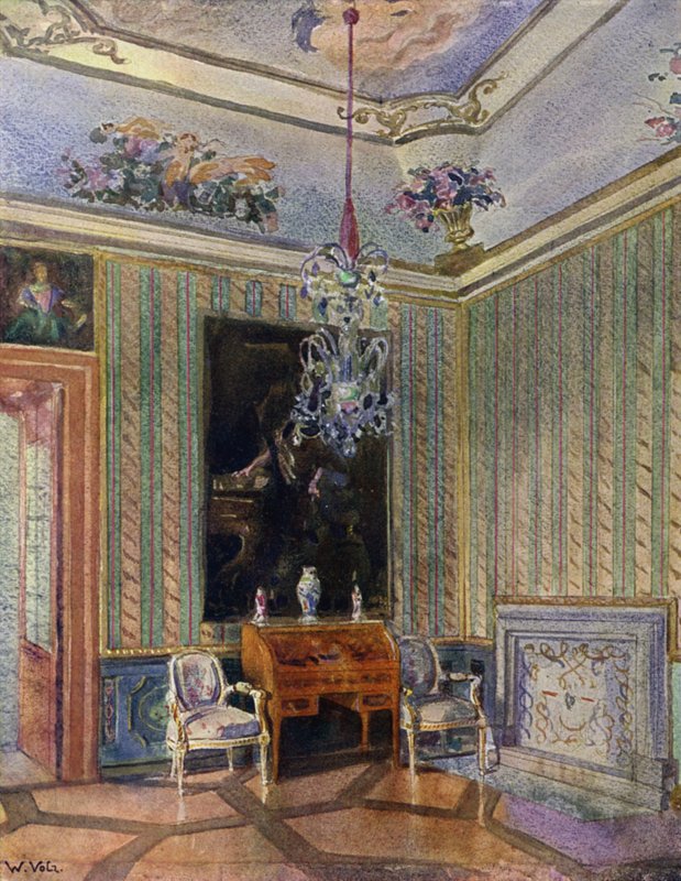 Mottaksrom i Castle Favorite, Baden, Louis XVI dekorasjon, ca 1770 av Unbekannt Unbekannt