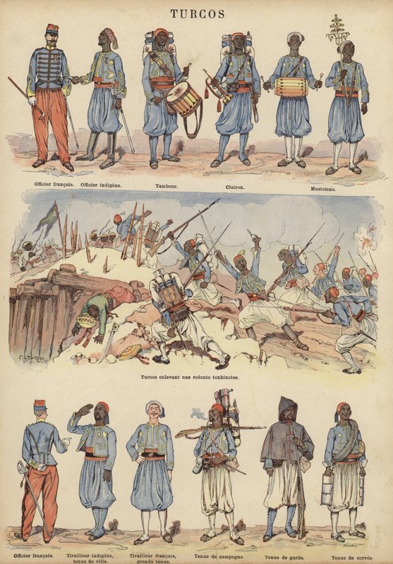 Turcos , kolonisoldater fra den franske hæren (farge litho) av Victor Armand Poirson