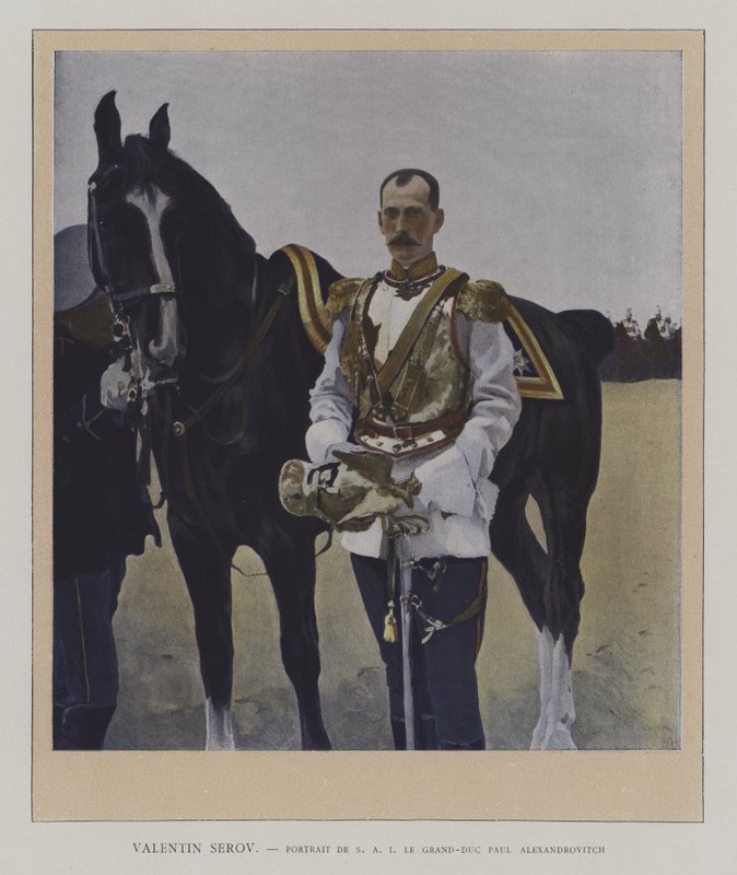 Portrett av storhertug Paul Alexandrovich av Russland (farge litho) av Valentin Aleksandrovich (after) Serov