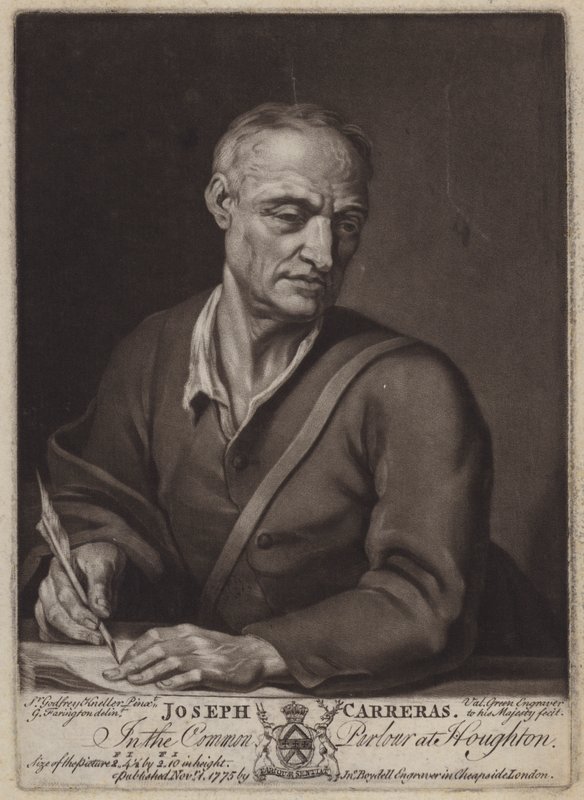 Joseph Carreras, poet og kapellan til Katarina av Braganza (mezzotint) av Valentine Green