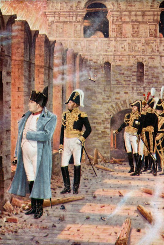 Napoleon midt i de brennende ruinene av Moskva av Vasili Vasilievich Vereshchagin