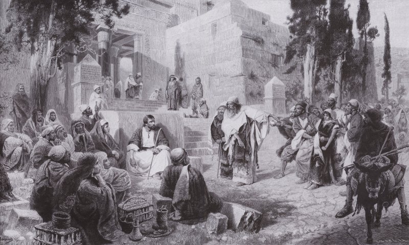 Jesus og kvinnen tatt i utroskap (litho) av Vasilij Dmitrievich Polenov