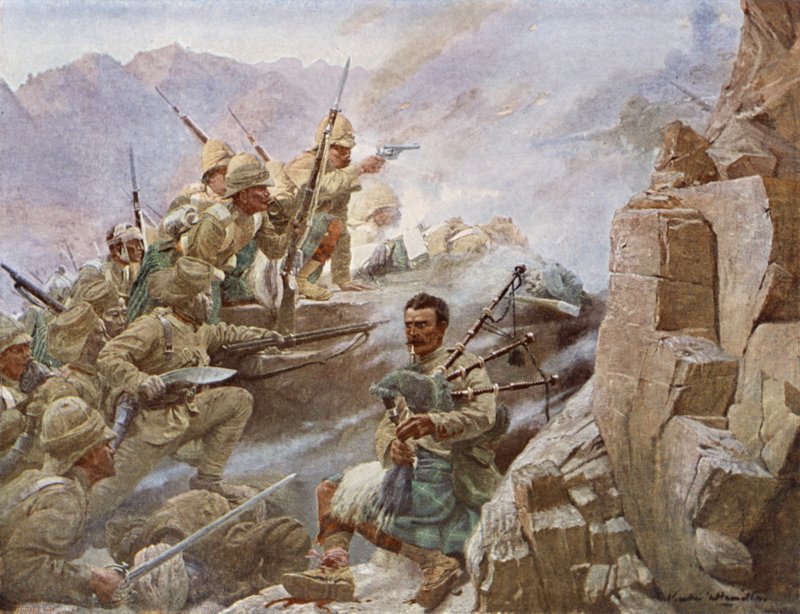 Storming av Dargai, andre slaget ved Malakand, Northwest Frontier, 1897 av Vereker Monteith Hamilton
