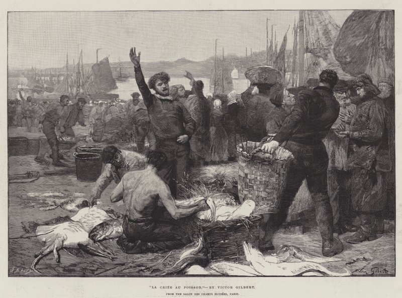 La Criee au Poisson av Victor Gabriel Gilbert