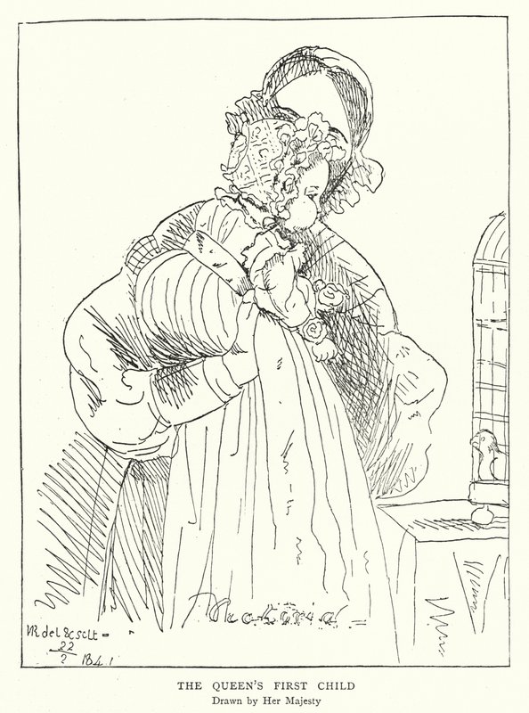 Dronning Victorias første barn, tegnet av Hennes Majestet (litho) av Victoria Queen