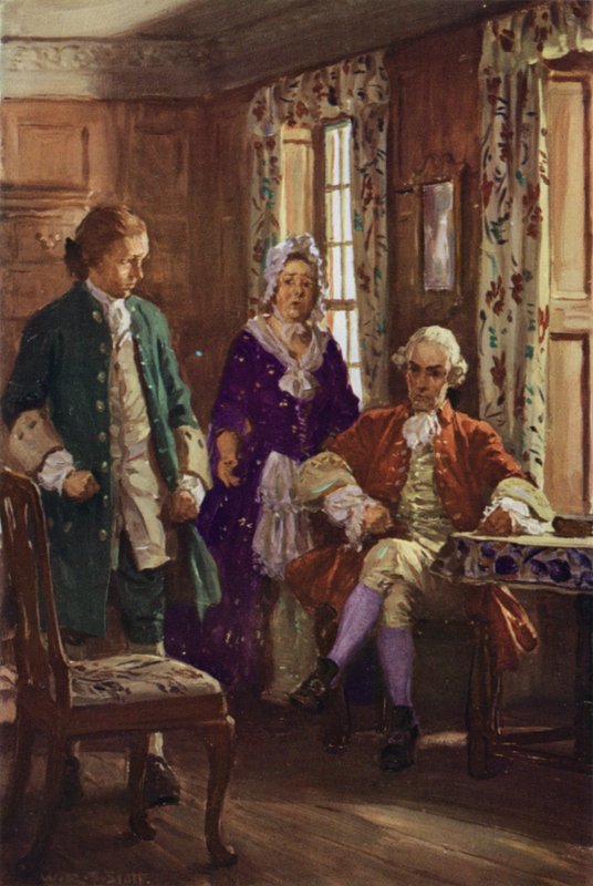 Blifil anklaget av Allworthy (farge litho) av W.R.S. (after) Stott