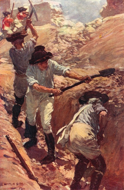 Clive in the Trenches at Arcot (farge litho) av W.R.S. (after) Stott