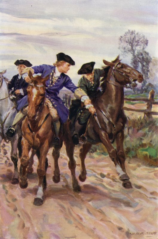 "Jones tok øyeblikkelig tak i karens hånd" (farge litho) av W.R.S. (after) Stott