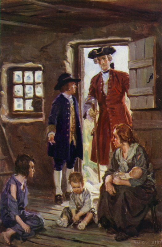 "Unge Jones trakk ham glatt til boligen til Black George" (farge litho) av W.R.S. (after) Stott