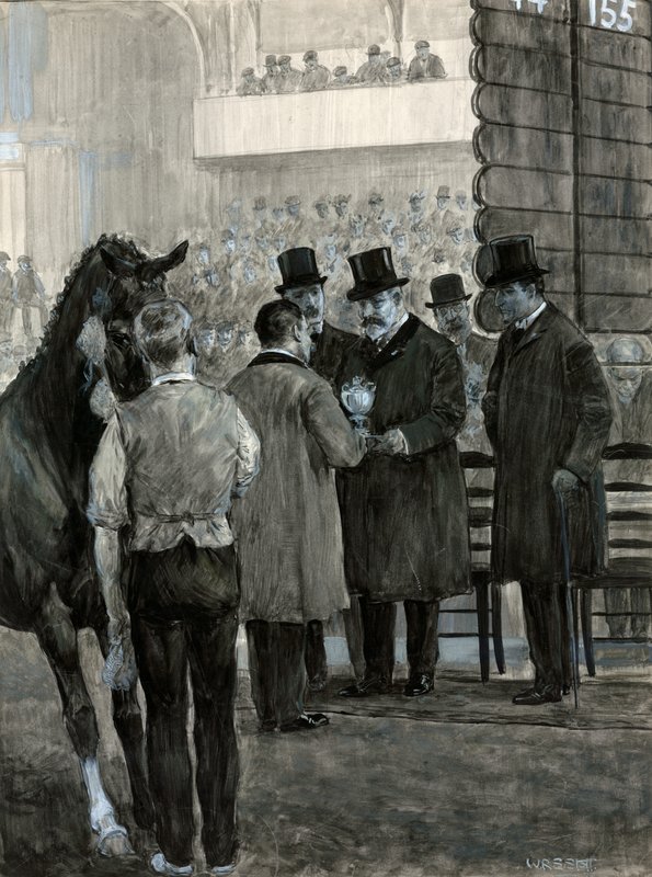 King Edward VII på Hackney Horse Show presenterer cupen av W.R.S. Stott