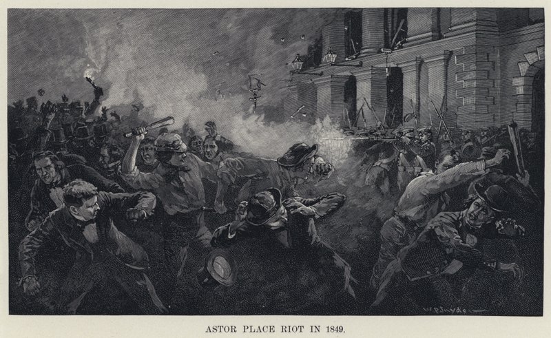 Astor Place Riot i 1849 (litho) av W. P. Snyder