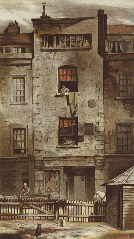 Drydens hus, Fetter Lane (chromolitho) av Waldo Sargeant