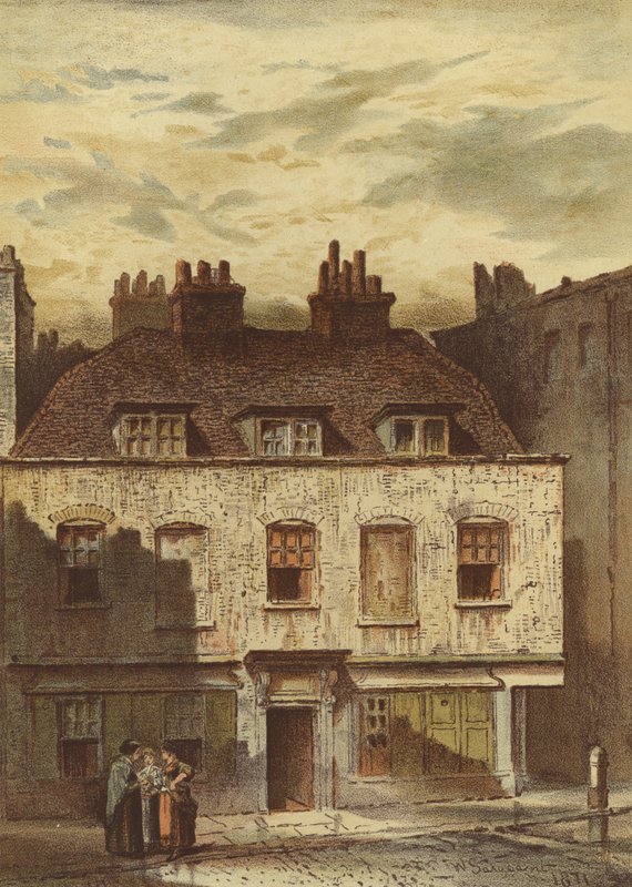 Old Houses, Dyott Street, Bloomsbury (chromolitho) av Waldo Sargeant