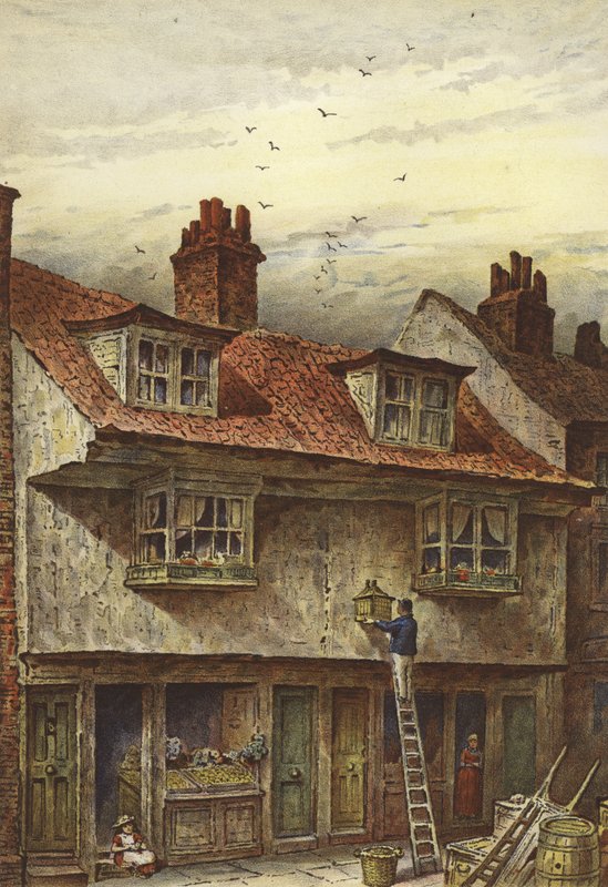 Gamle hus, Saffron Hill (chromolitho) av Waldo Sargeant