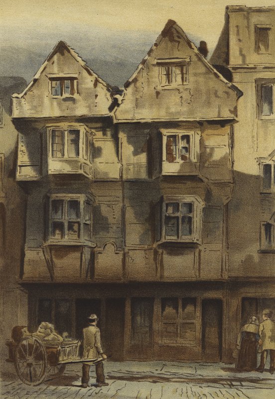 Old Houses, Wych Street, slutten av Drury Lane (chromolitho) av Waldo Sargeant