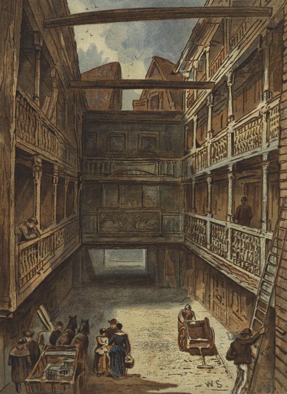 The Four Swans Inn, Bishopsgate (chromolitho) av Waldo Sargeant