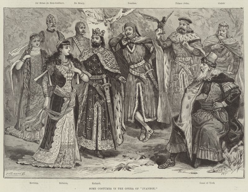 Noen kostymer i Opera of Ivanhoe av Walter Paget