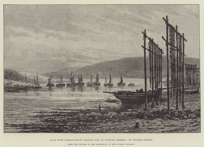 Loch Fyne fiskebåter som venter på en kveldsbris av Walter Severn