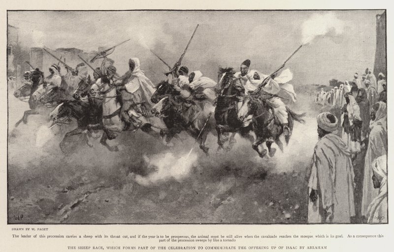 The Land of Moors, the Sheep Race, som utgjør en del av feiringen for å minnes Abrahams ofring av Isak av Walter Stanley Paget