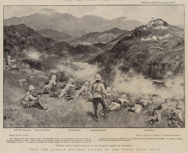 Med Kurram Movable Column fra Tirah Field Force av Walter Stanley Paget