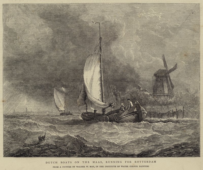 Dutch Boats on the Maas, kjører for Rotterdam av Walter William May