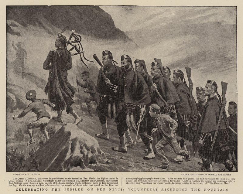 Feirer jubileet på Ben Nevis, frivillige som bestiger fjellet av Walter Charles Horsley