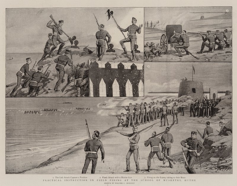Praktisk undervisning i feltskyting ved Musketryskolen, Hythe av Walter Charles Horsley
