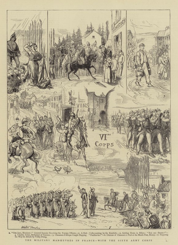 De militære manøvrene i Frankrike, med det sjette armékorpset av Walter Charles Horsley
