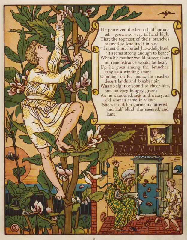 Jack og bønnestilken (farge litho) av Walter Crane