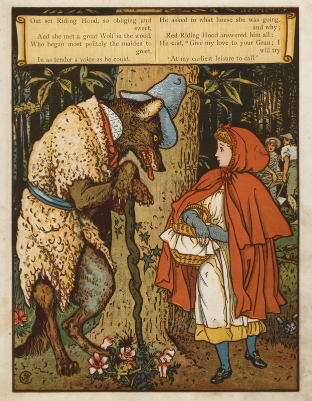 Rødhette (farge litho) av Walter Crane