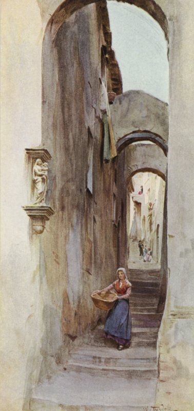 Street, Cervo San Bartolommeo, Italia (farge litho) av Walter Frederick Roofe Tyndale