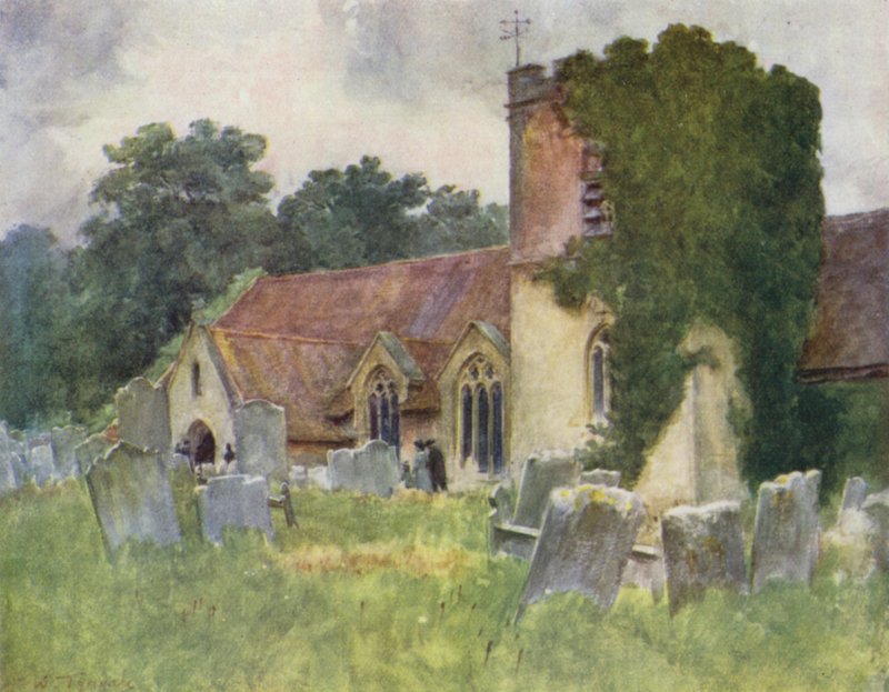 The New Forest: Boldre Church (farge litho) av Walter Frederick Roofe Tyndale