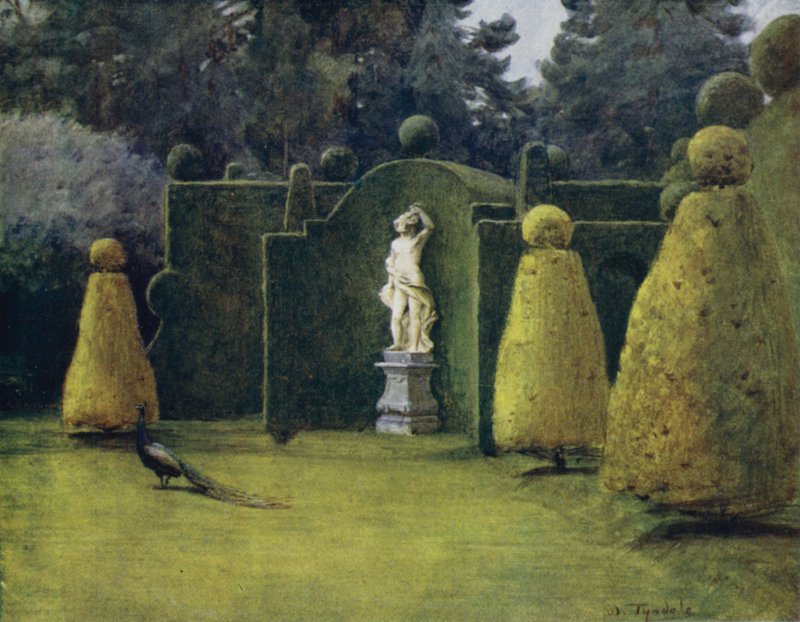 The New Forest: Bowling Green i Brokenhurst Park (farge litho) av Walter Frederick Roofe Tyndale
