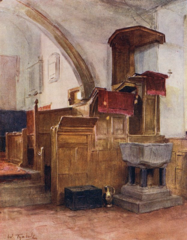 The New Forest: Minstead Church (farge litho) av Walter Frederick Roofe Tyndale