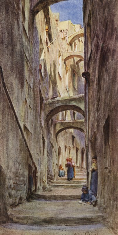 Vicolo Della Provvidenza, Sanremo (farge litho) av Walter Frederick Roofe Tyndale