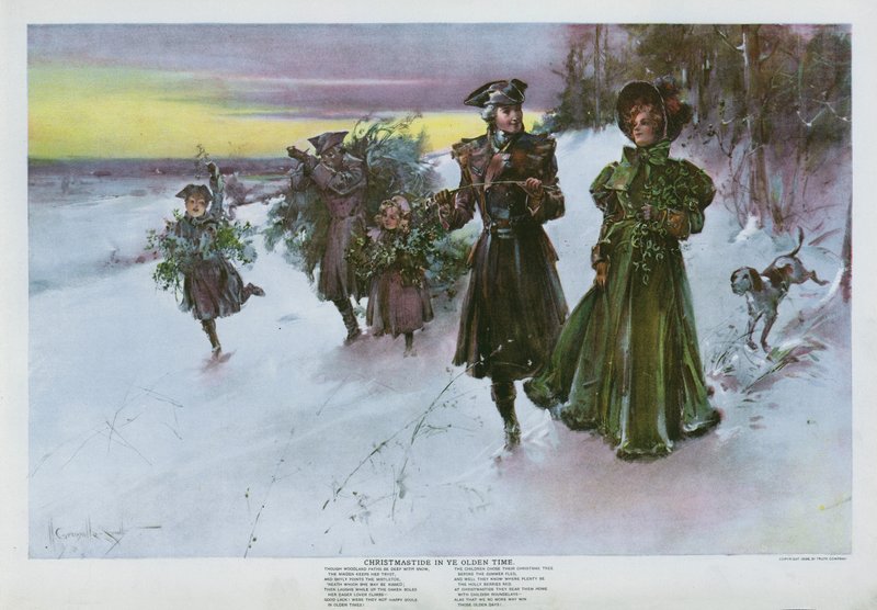 Christmas in ye Olden Time (farge litho) av Walter Granville Smith