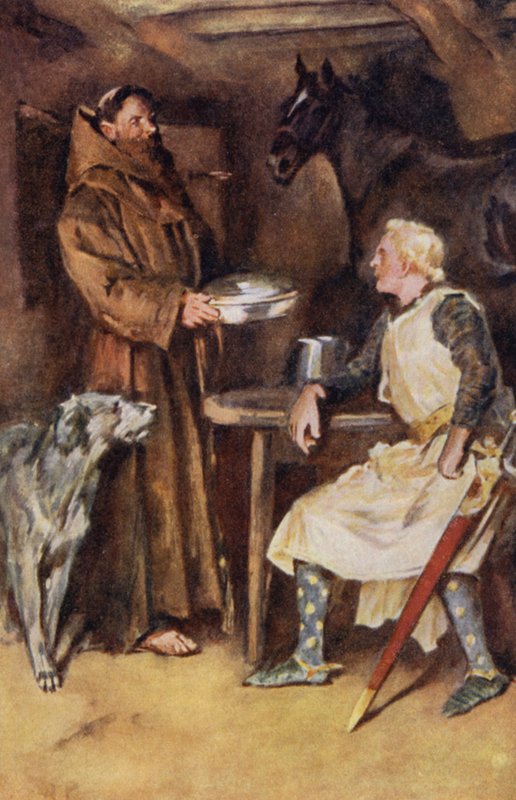 Illustrasjon for Ivanhoe av Sir Walter Scott (farge litho) av Walter Grieve