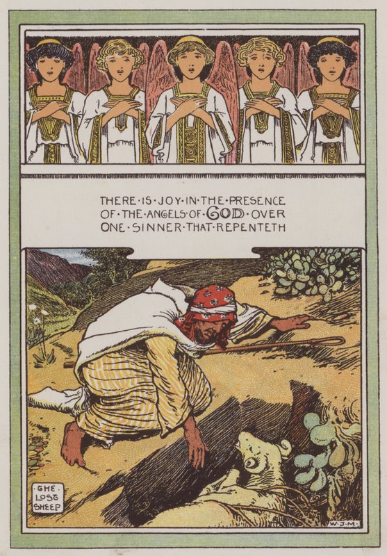 The Lost Sheep (farge litho) av Walter Jenks Morgan