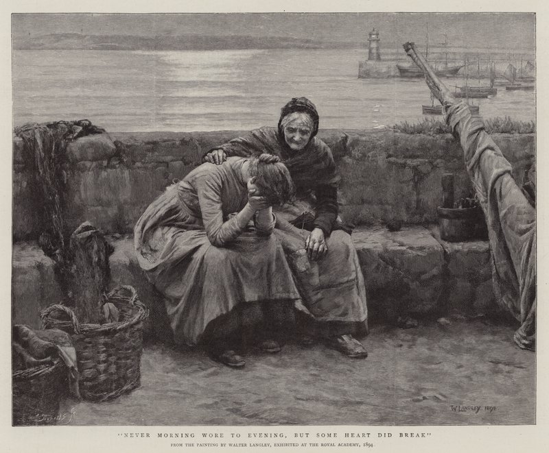 Aldri morgenen hadde på seg til kvelden, men noe hjerte knuste av Walter Langley
