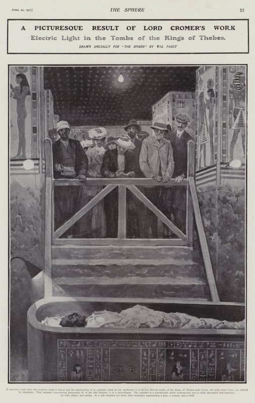 Elektrisk lys i gravene til kongene av Theben (litho) av Walter Paget