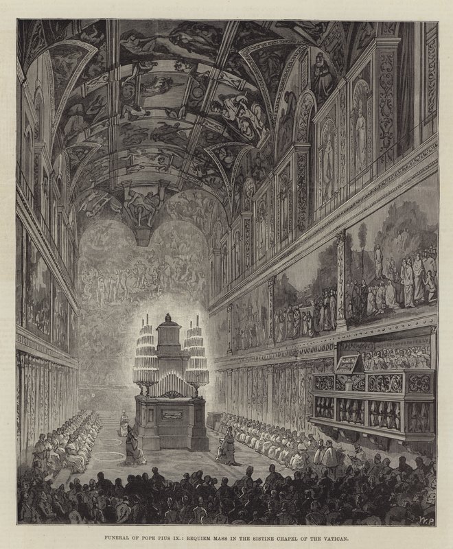 Begravelse til pave Pius IX, Requiem-messe i Det sixtinske kapell i Vatikanet av Walter Paget