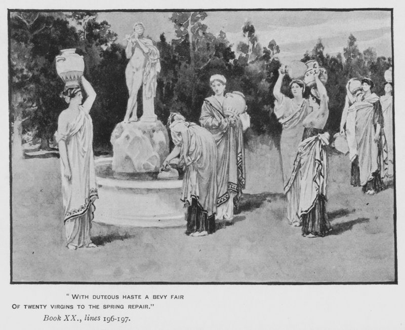 Illustrasjon for pavens Odyssey of Homer (litho) av Walter Paget